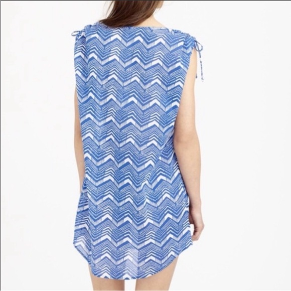 J. Crew Crepe Blue White Chevron Zig Zag Swim Coverup Women’s Small - Picture 2 of 10